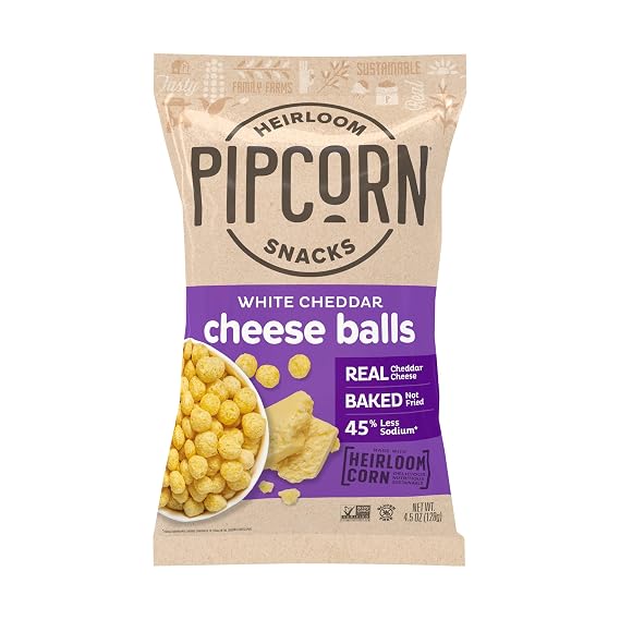Pipsnacks Heirloom White Cheddar Cheese Balls, 4.5 OZ