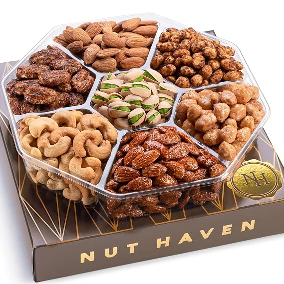 Holiday Nuts Gift Basket - Assortment of Sweet & Roasted Salted Gourmet Nuts - Food Gift Box for Dad, Him, Husband, Christmas, Father's Day, Mother's Day, Sympathy, Family, Men & Women