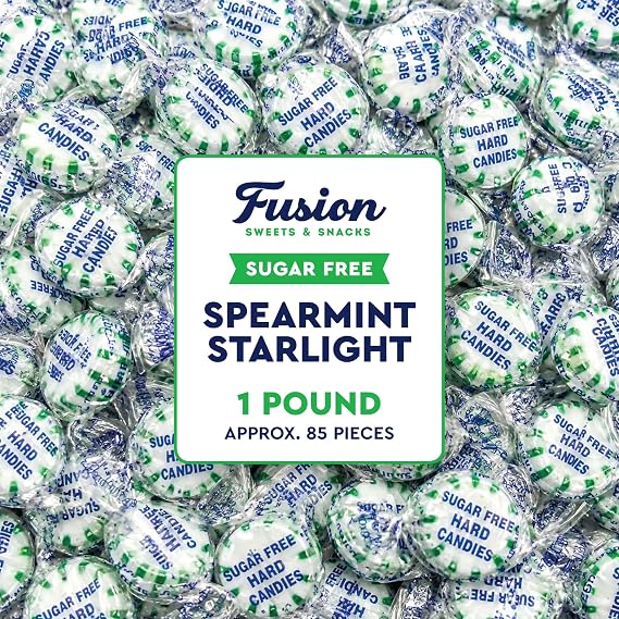 Sugar Free Spearmint Starlight Hard Candy, 1 Pound, Individually Wrapped