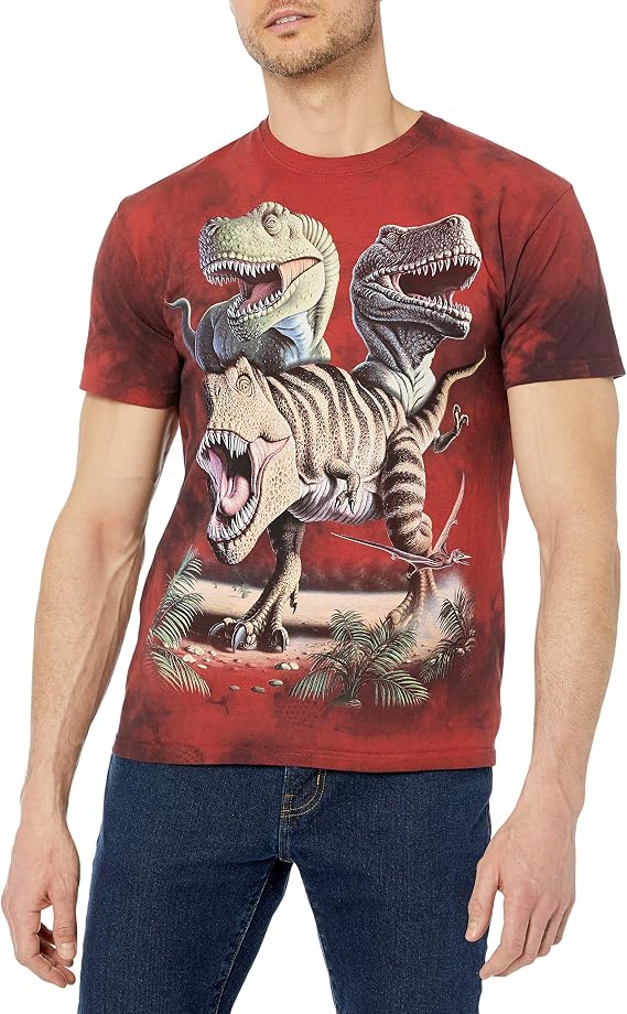 The Mountain Rex Collage Adult T-Shirt, Red, Small