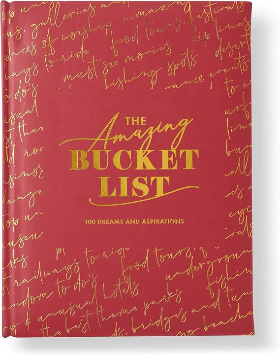 Amazing Travel Bucket List Journal for Travelers, Undated Notebook Diary, Planner - Red Vegan Leather