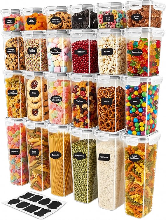 KICHLY Plastic Airtight Food Storage Containers Sets with Lids, 24 Pack