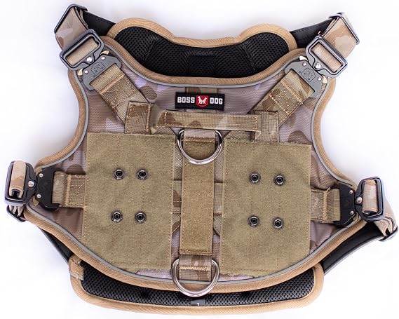 Boss Dog Tactical Harness, Tan Camo, Medium