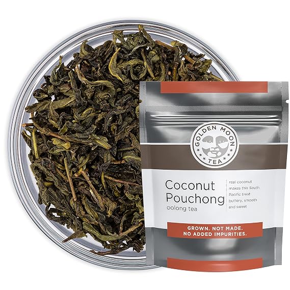 Golden Moon Tea Coconut Pouchong Green Tea- Loose Leaf, Non GMO - 1 Pound (192 Servings)