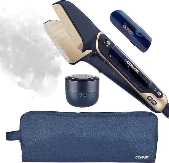 Conair SteamStylist 3-in-1 Steam Press and Iron Steamer for Clothes, Clothes Steamers for Clothes, Travel Steamer, Includes Fabric Shaver, Extra Water Tank and Storage Bag, Midnight Blue