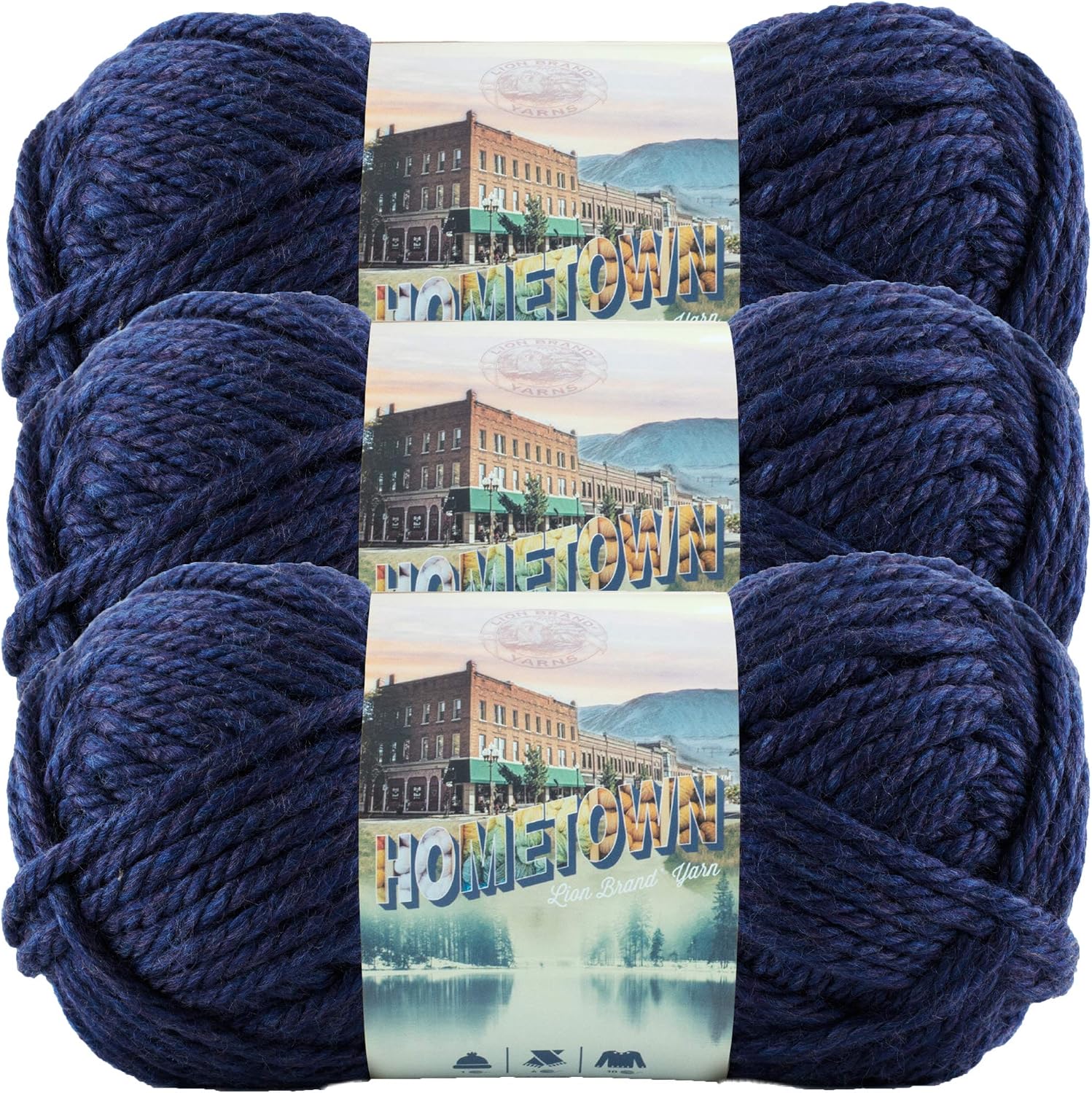 3-Pack Lion Brand Hometown Yarn San Diego Navy 135-111