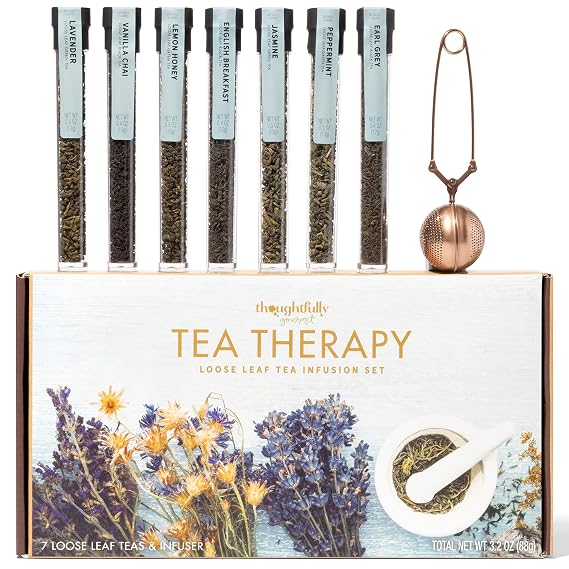 Tea Therapy Loose Leaf Tea Infusion Gift Set, Reusable Infuser, Set of 7