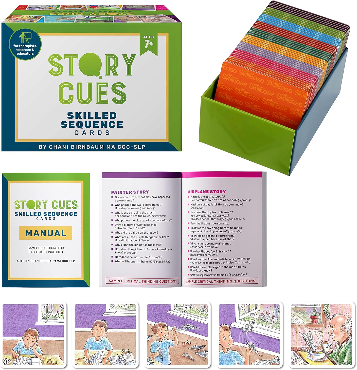 SKILLEASE Story Cues 2 Skilled Sequencing Cards, Speech Therapy Materials, Social Skills Game, English Language Learners Games, Storytelling Cards, Sentence Building and Picture Cards