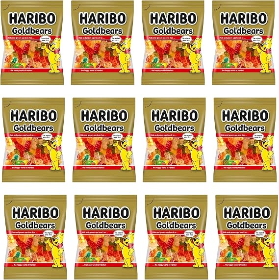 HARIBO Goldbears Gummy Bears – Assorted Fruit Flavors, Classic Sweet Treat for Over 100 Years, 140g (Pack of 12)