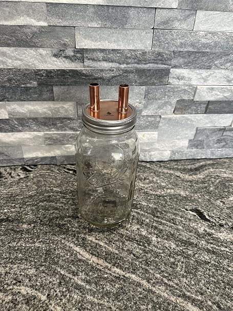 Copper Wide Mouth Mason Jar Lid Assembly with Copper Tubes, Includes Jar Ring and Silicone Gasket, Mason Jar Included A3/J