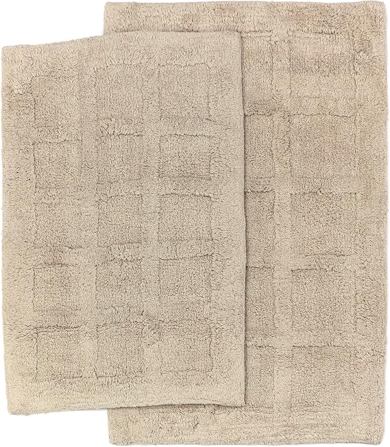 The Lakeside Collection 2-Pc. Sanibel Windowpane Cotton Bath Set - Oatmeal
