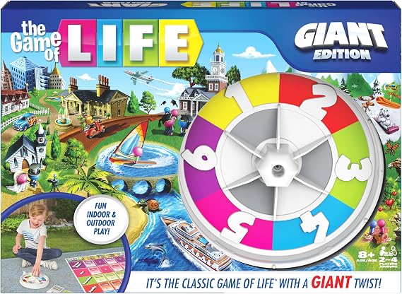Spin Master Games The Game of Life Giant Edition Family Game | Oversized Vinyl Game Board, Become The Mover On The Board, Great For Family Game Night, Kids Game, For 2-4 Players, Ages 8+