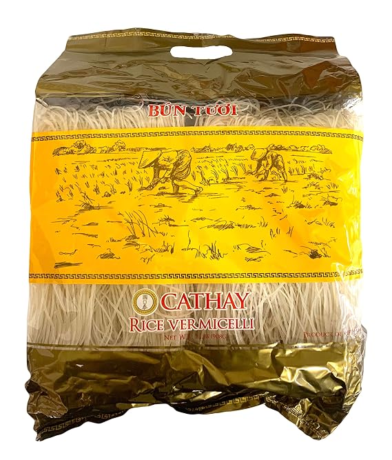 Cathay Premium Vietnamese Rice Stick Vermicelli Noodles 100% Natural Ingredients, Non-GMO & Gluten free, No Additives Easy to Cook, Soft Texture for Pho, Spring Rolls - 32 Ounce (Pack of 1)