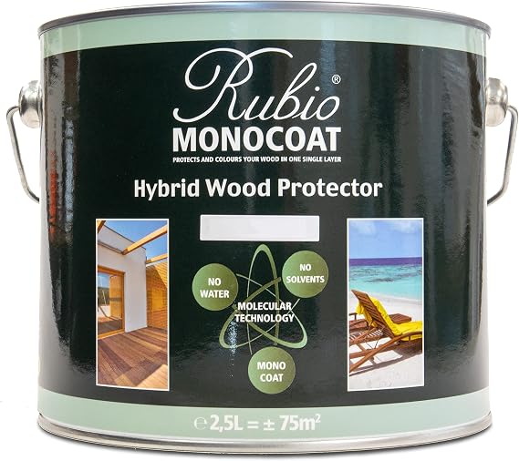 Rubio Monocoat Hybrid Wood Protector 750 ft2 | Exterior Wood Oil Finish, Color & UV Protection for Outdoor Wooden Surfaces & Furniture | 2.5 L, Grey